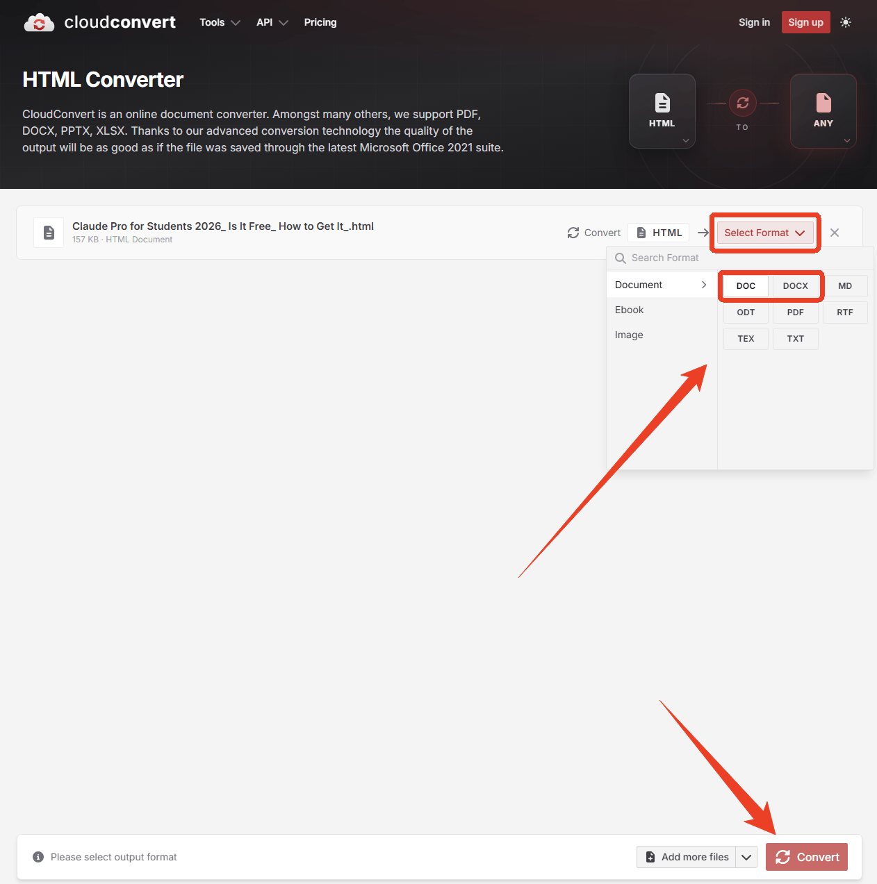 HTML converter