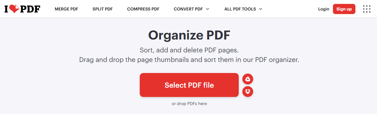 iLovePDF PDF Upload