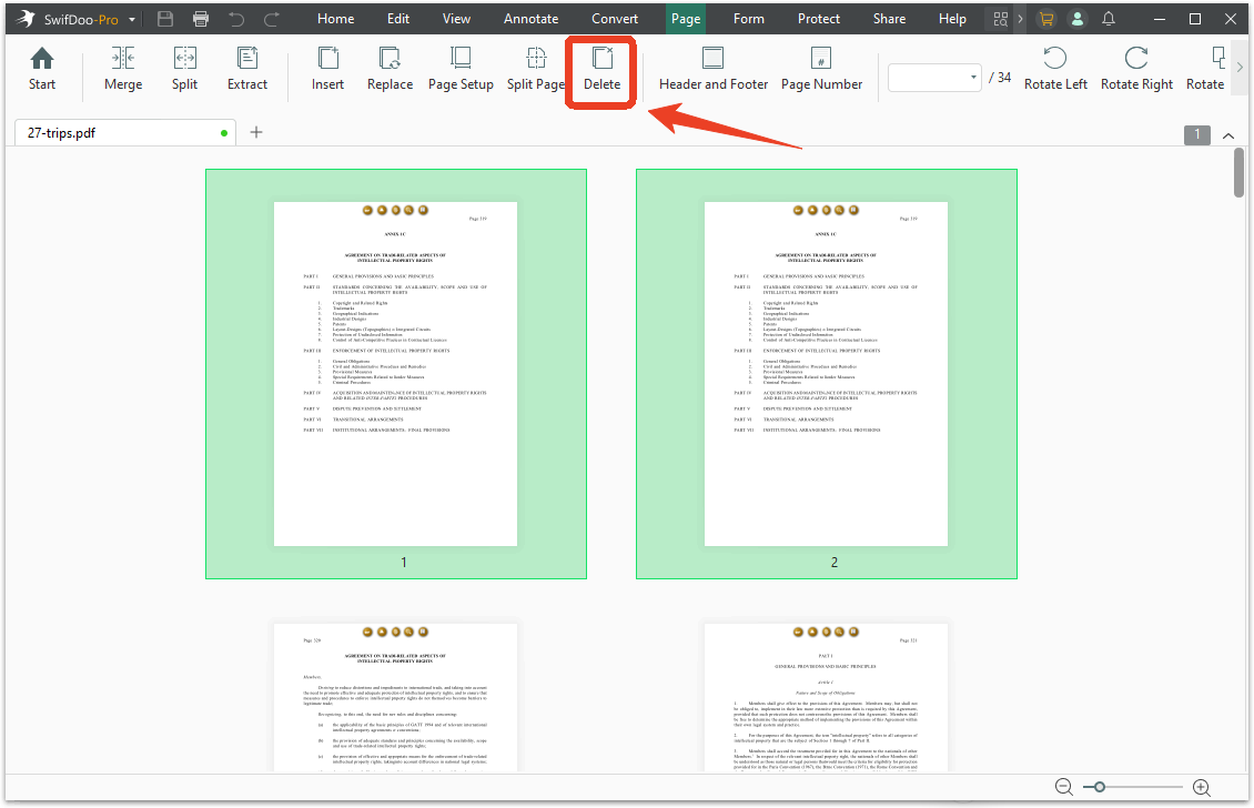 swifdoo pdf delete pages