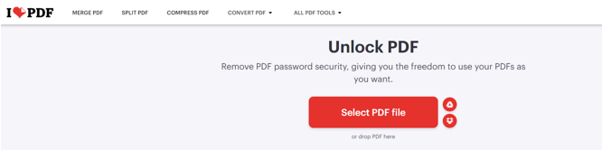 Unlock PDF with iLovePDF step 2