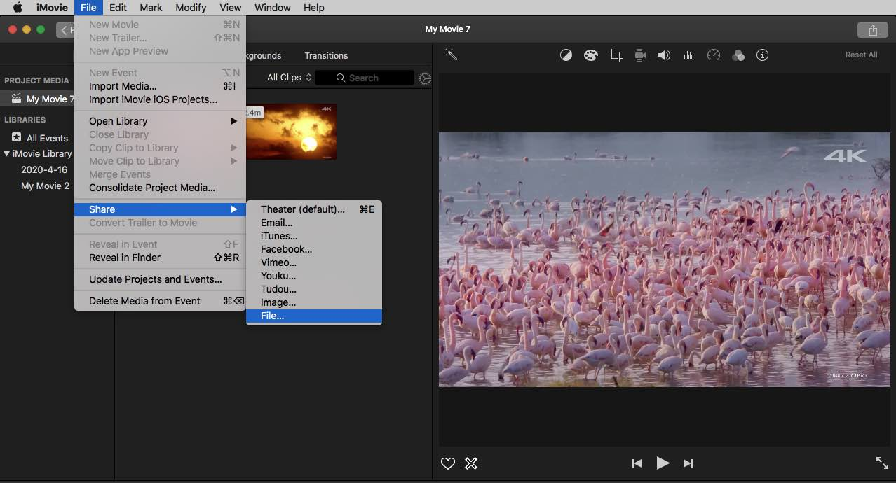 iMovie Converts MOV to MP4 on Mac Free