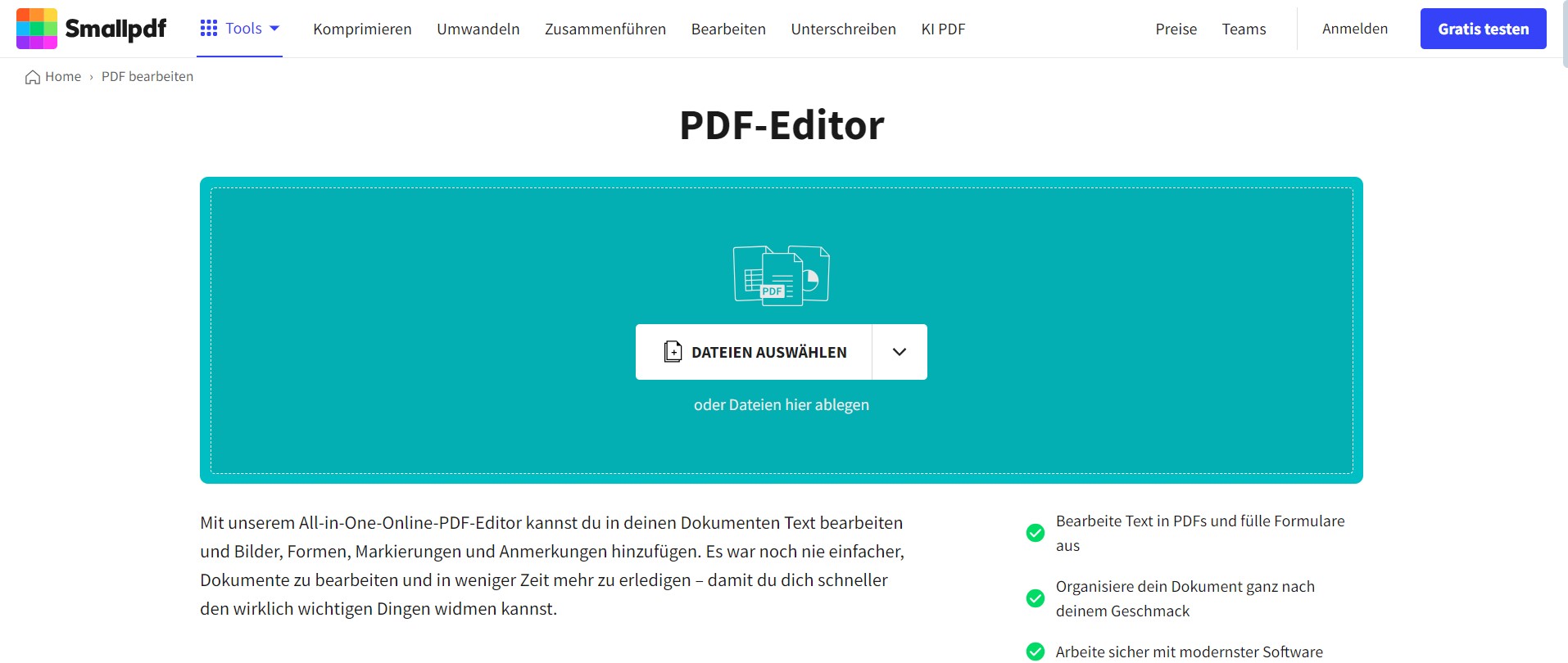 PDF zeichnen online mit Smallpdf