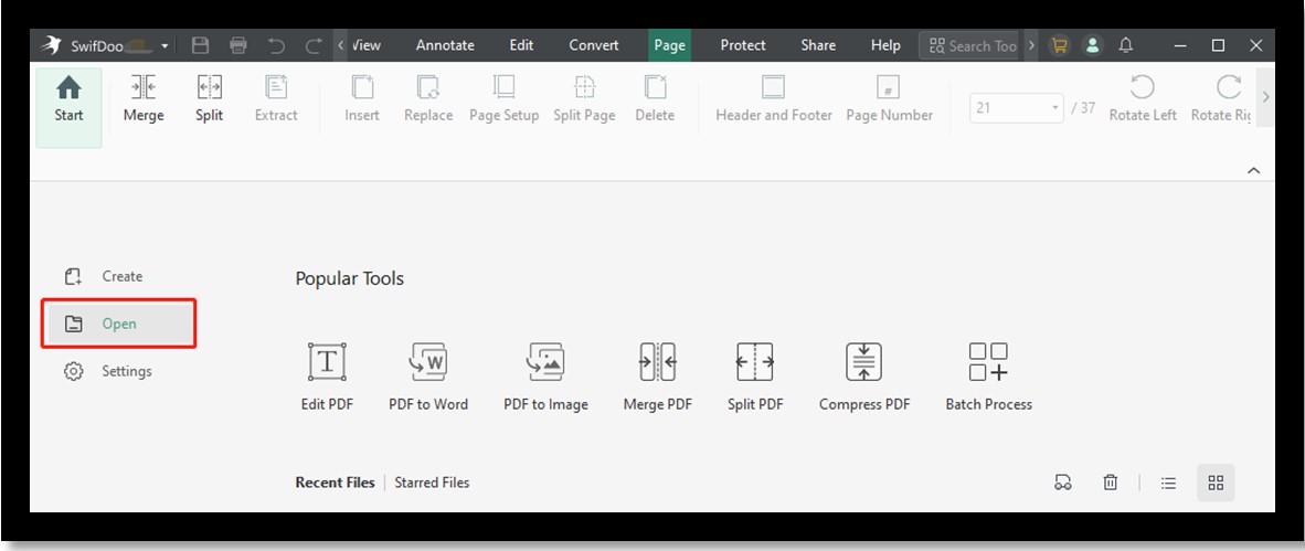 Increase PDF size with SwifDoo PDF setup page size step 1