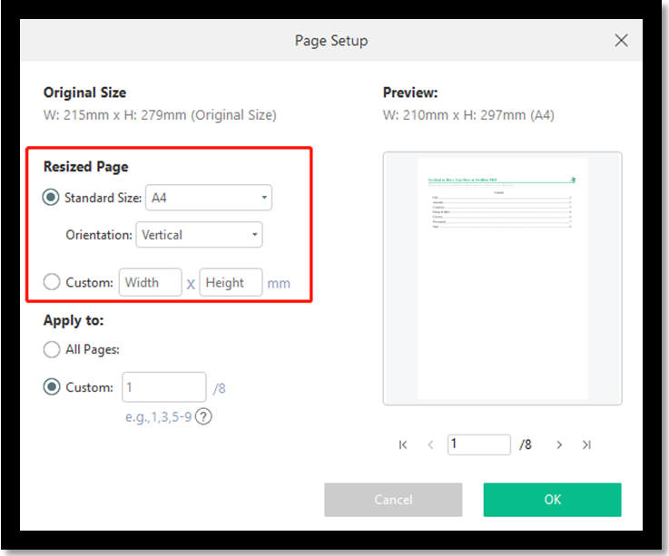 Increase PDF size with SwifDoo PDF step 3