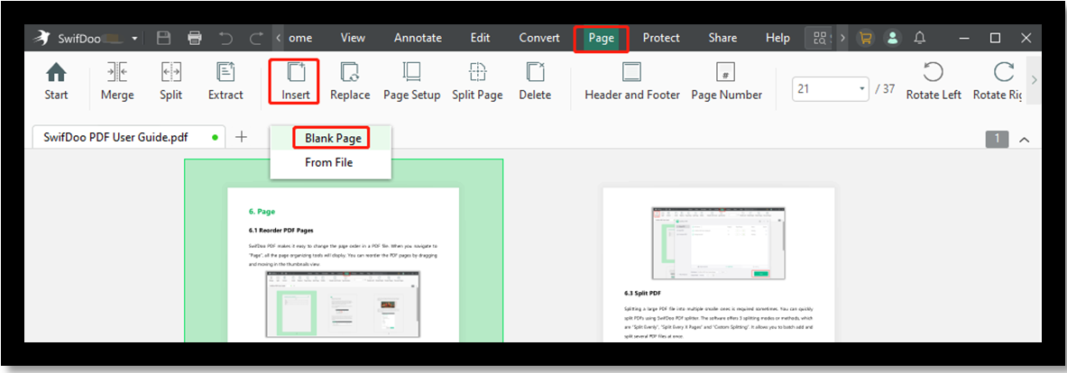 Increase PDF size with SwifDoo PDF by adding blank pages step 2