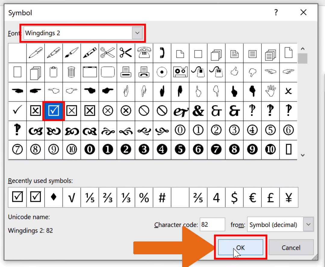 Insert checkbox in Word using the Bullets function 2