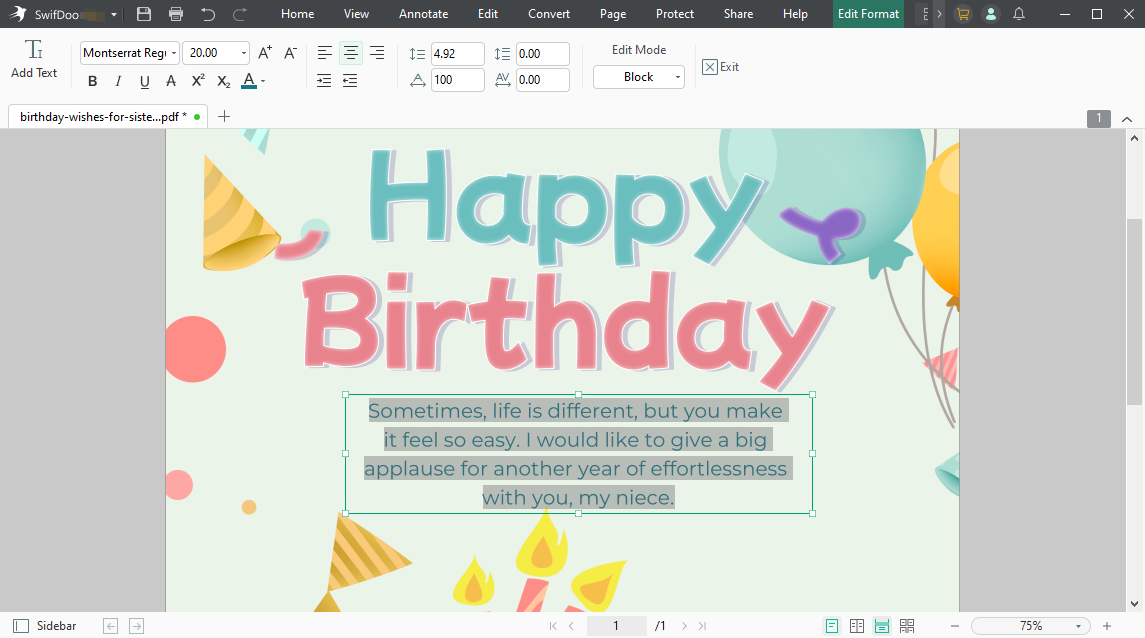 Inspirational birthday wishes how to edit in card 1