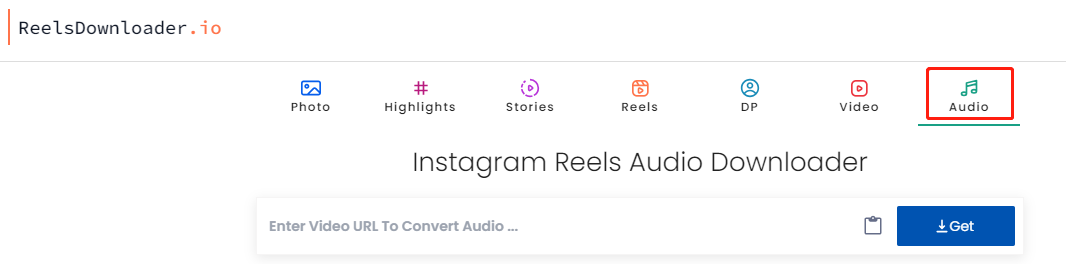 Instagram Reels audio download with ReelsDownloader.io step 1