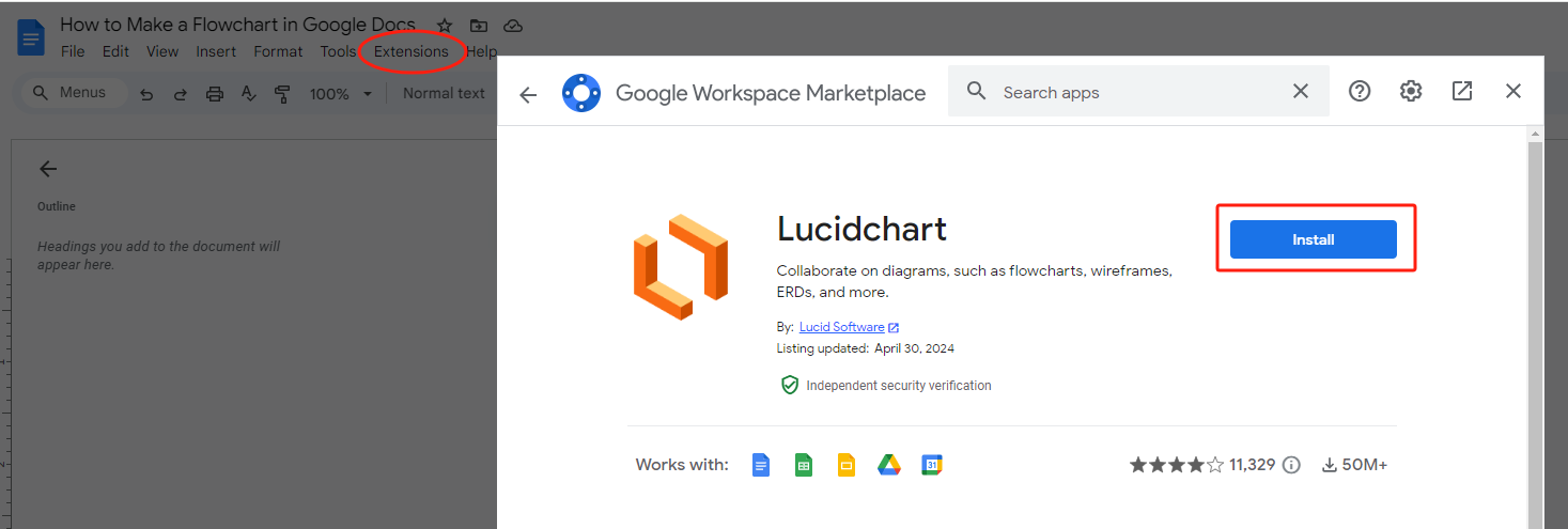 Install the Lucidchart Extension for Google Docs