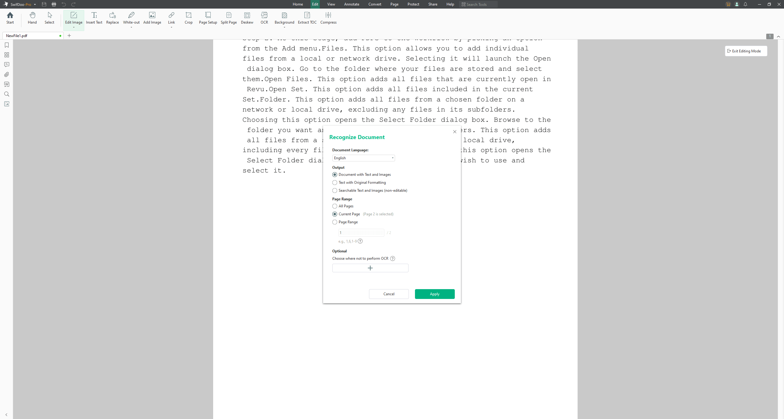 the process of scanning pdf with ocr