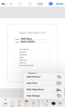 iPhone built-in PDF Markup Tool