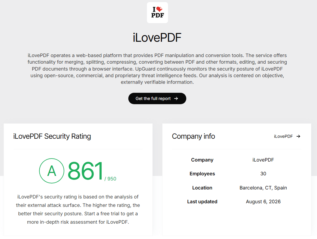 iLovePDF's security