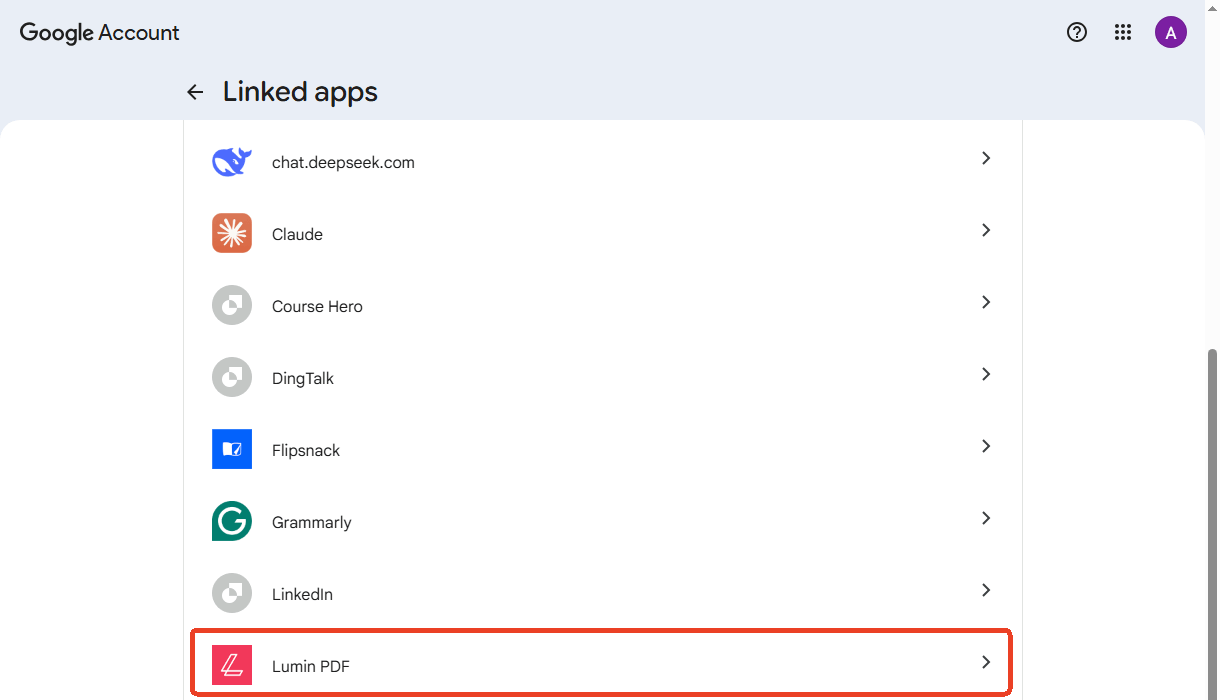 revoke Google Drive access for Lumin PDF
