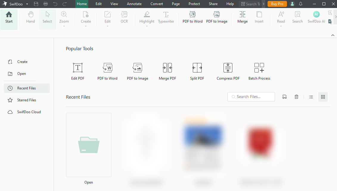 Main interface of SwifDoo PDF