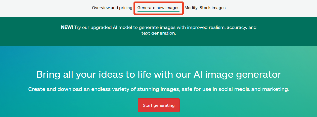 iStock AI image generator