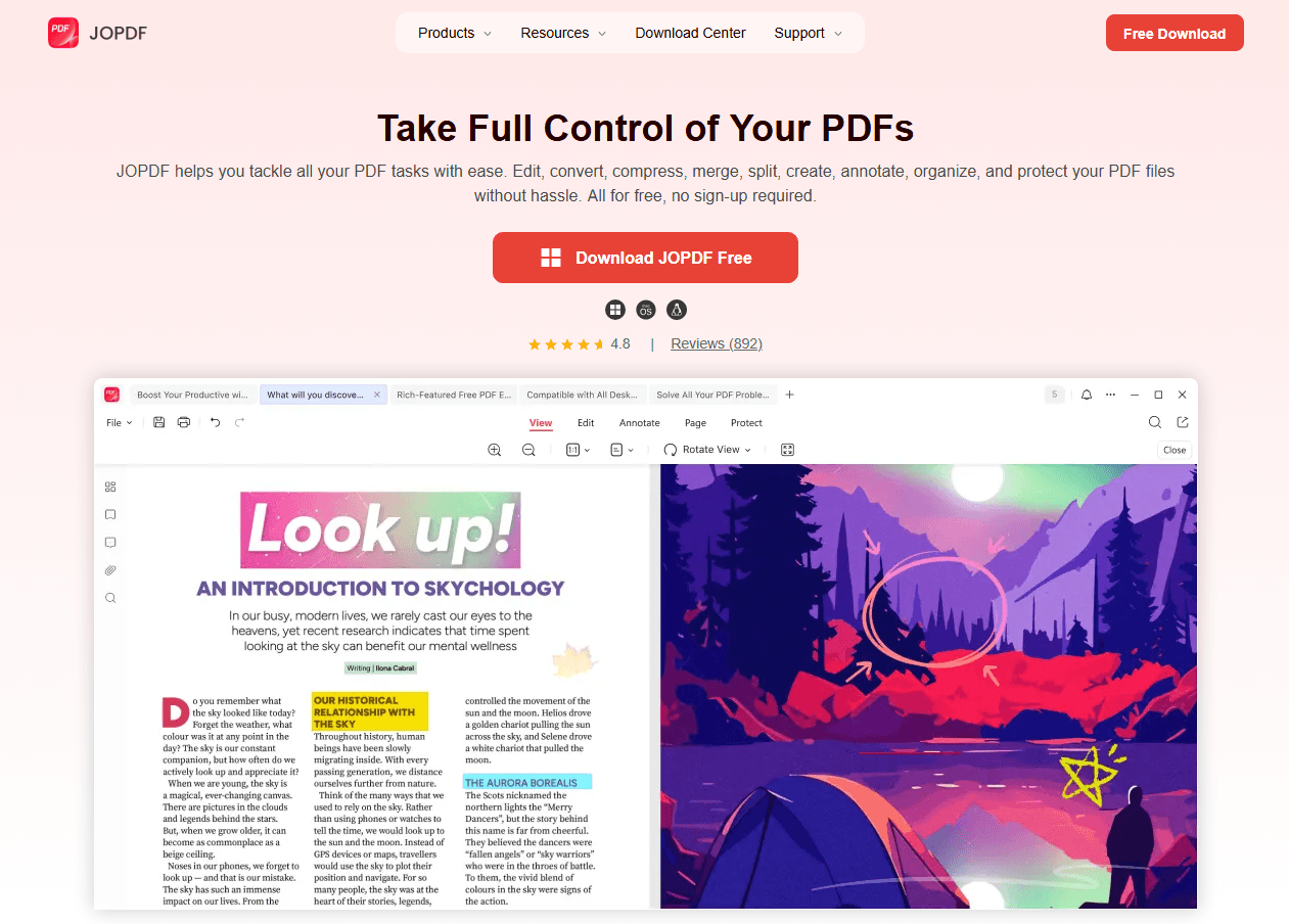 JOPDF interface