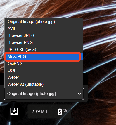 MozJPEG as the JPG compression method