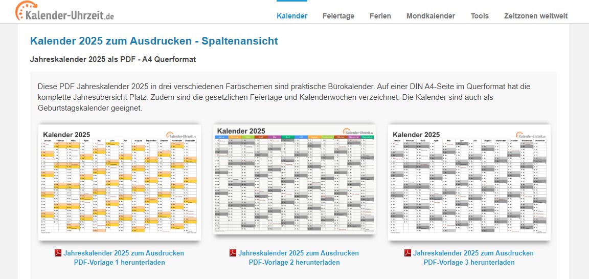 Kalender-Uhrzeit.de