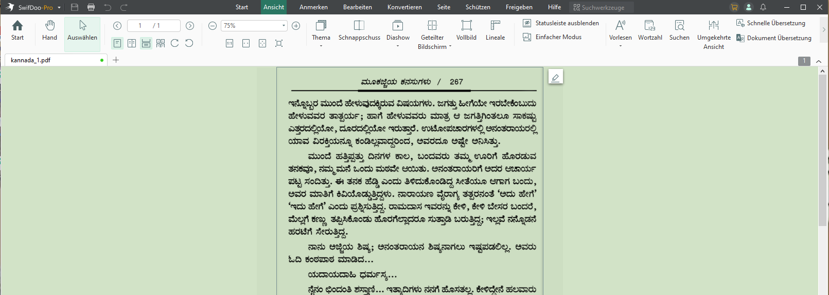 Kannada ins Englische übersetzen mit SwifDoo