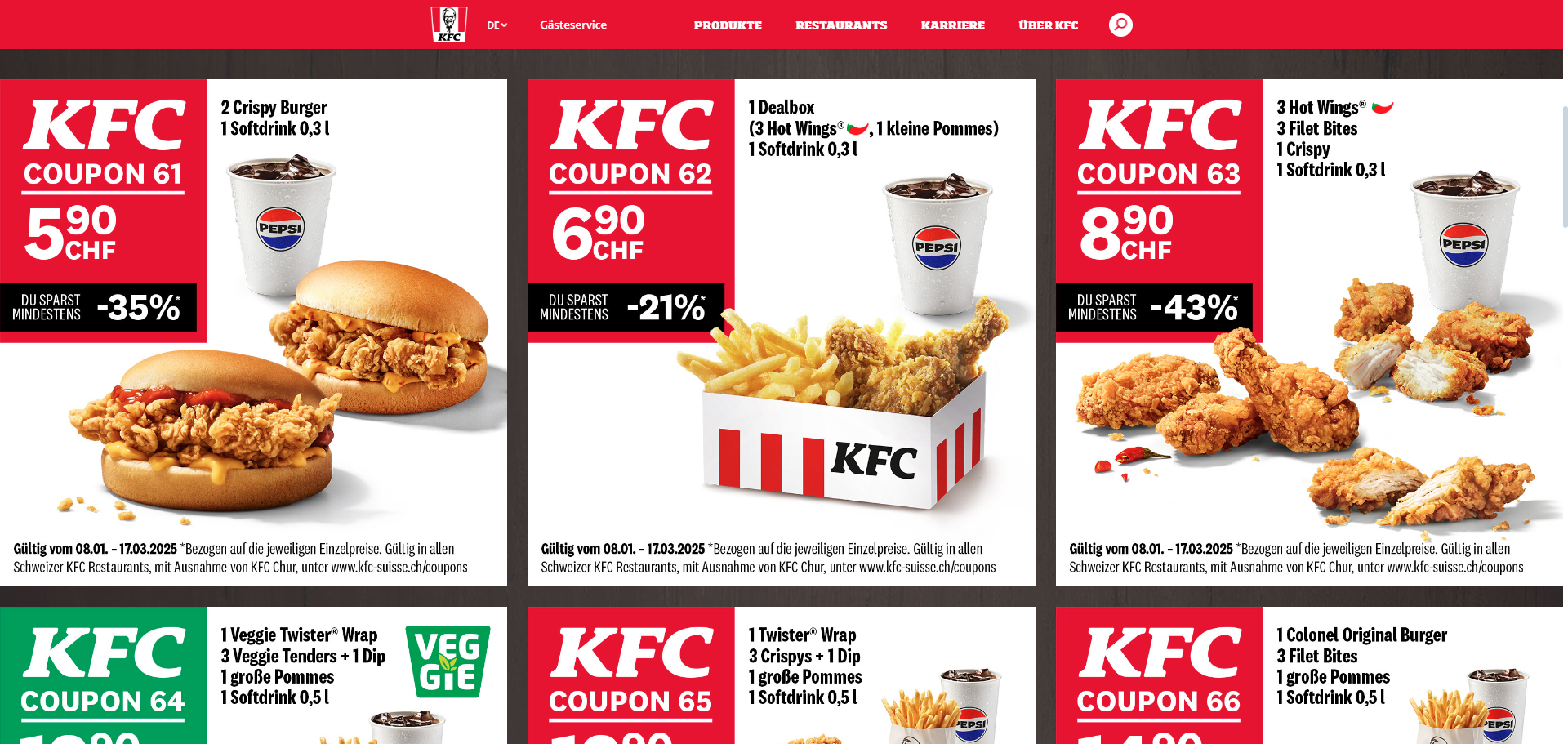 KFC Gutscheinen als PDF auf Desktop herunterladen