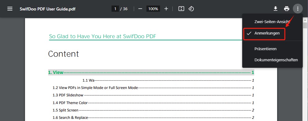 Kommentare in PDF mit Google Chrome anzeigen