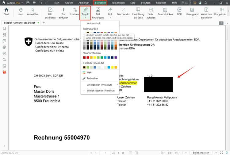PDF schwärzen mit SwifDoo PDF