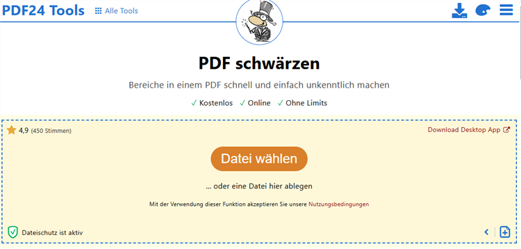 PDF schwärzen mit PDF24 Tools
