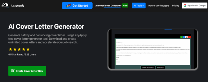 LazyApply cover letter generator