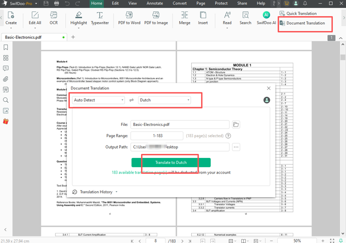 SwifDoo PDF legal document translation software