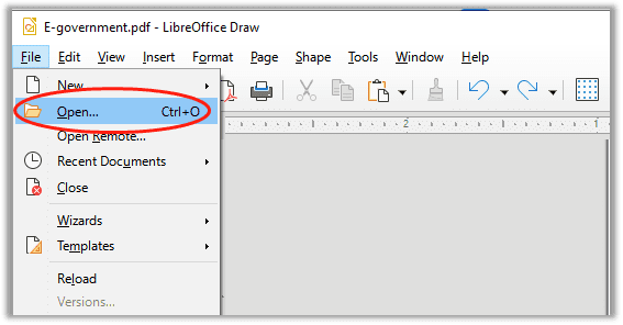 Öffnen Sie ein PDF-Dokument in LibreOffice