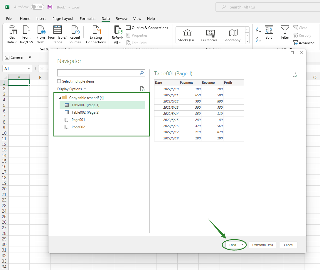 Load Tables from PDF