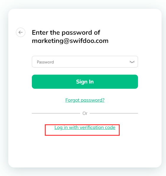Log in with verification code