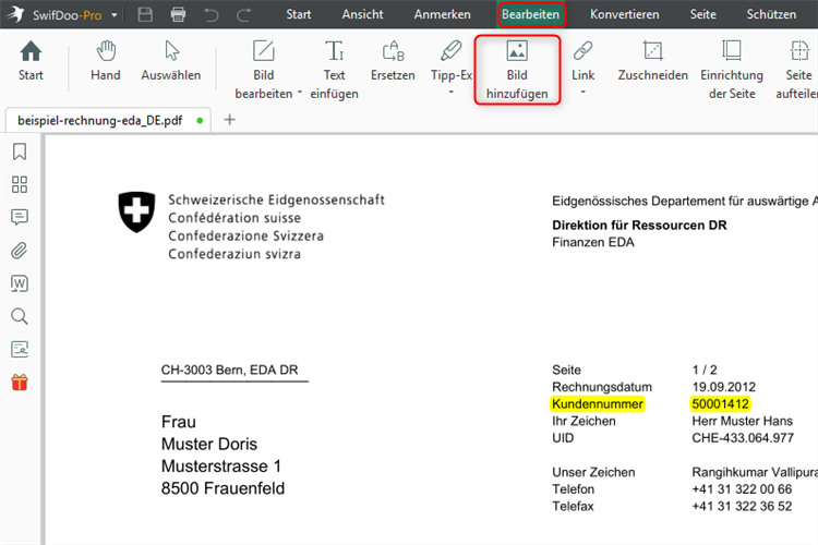 Bild in PDF hinzufügen mit SwifDoo PDF