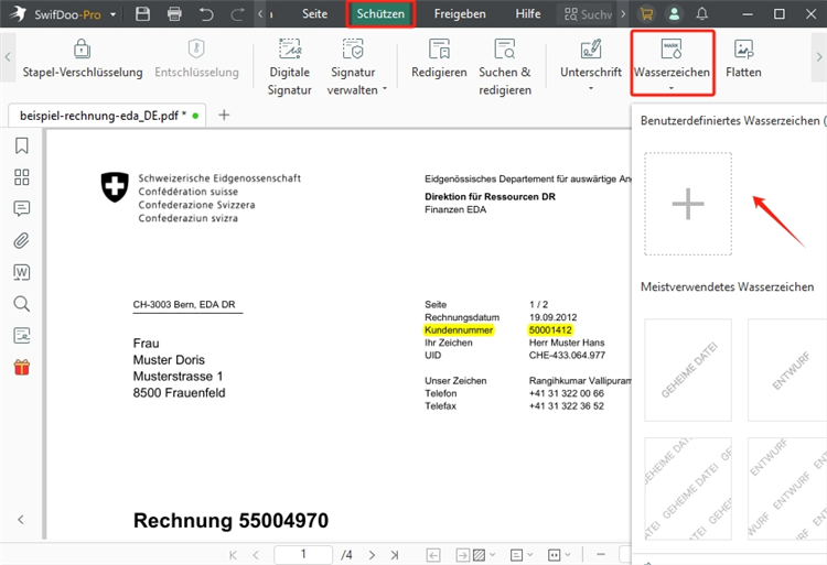 PDF Wasserzeichen einfügen mit SwifDoo PDF