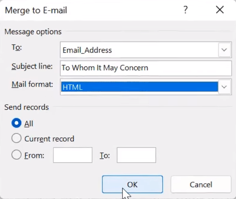 Mail merge in Outlook using Microsoft Office Suite 5