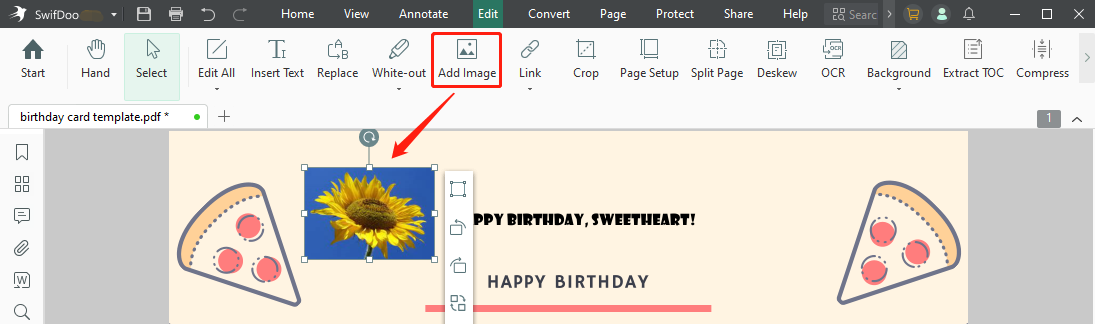 Make birthday wishes for husband card with SwifDoo PDF step 4