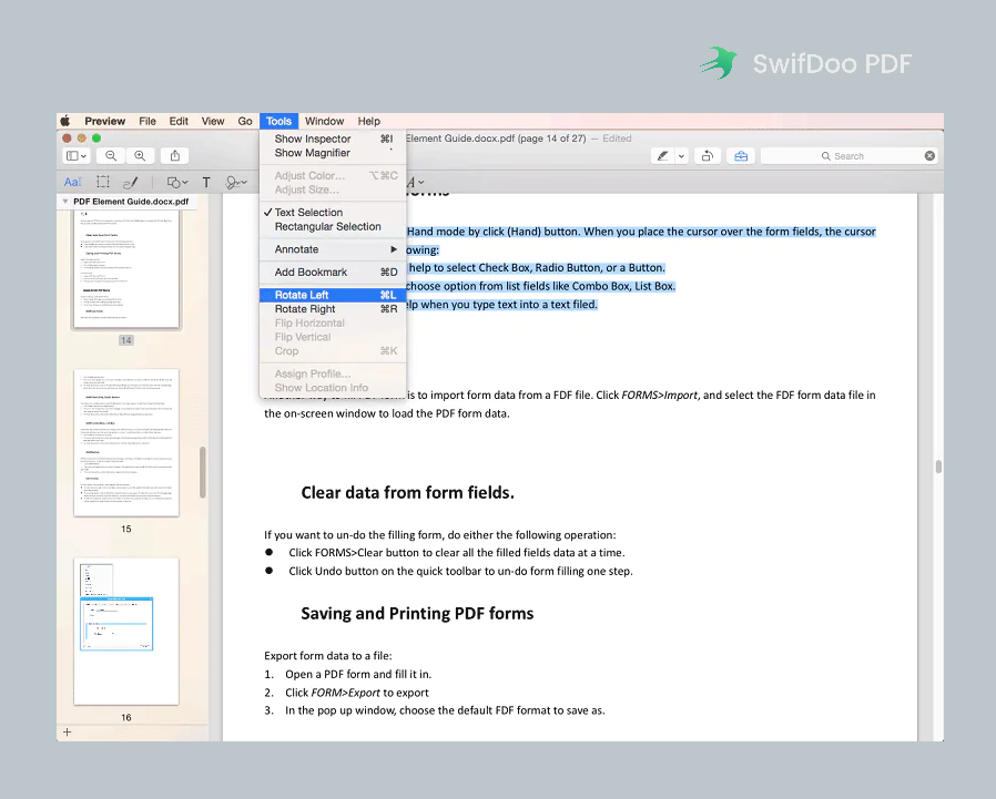 Manage PDF with Preview