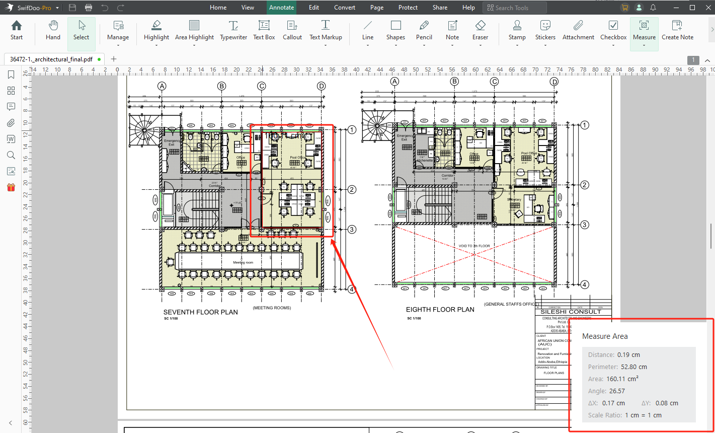 Measure Area in SwifDoo PDF