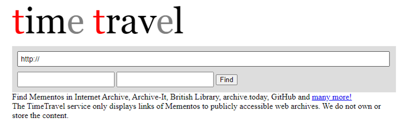 Memento Time Travel Wayback Machine alternative