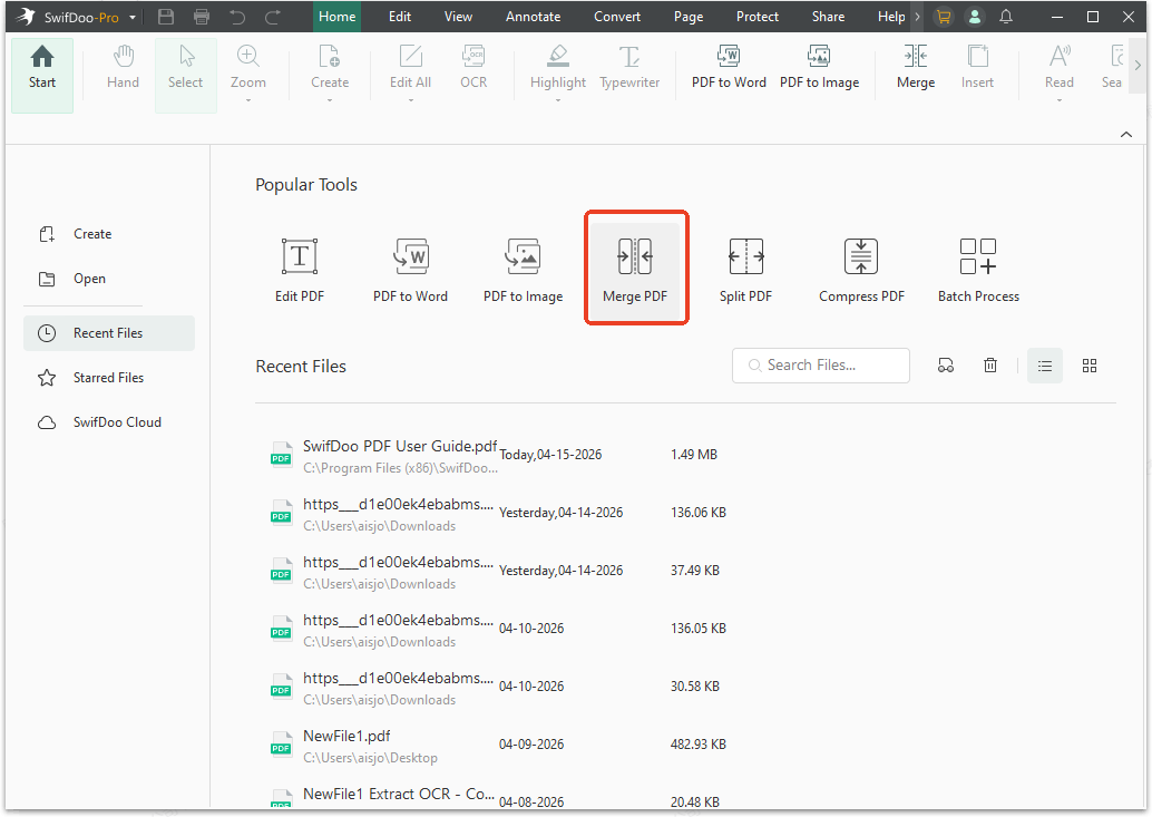 merge PDF with SwifDoo PDF