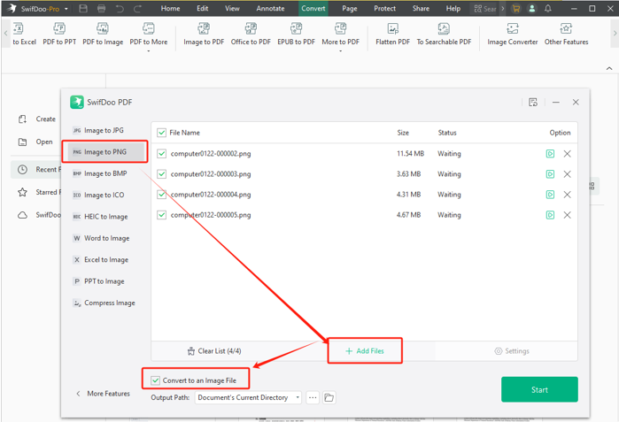 Merge PNG Files into One with SwifDoo PDF 2