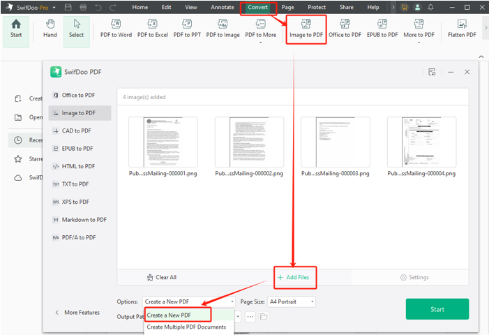 Merge PNG Files into One with SwifDoo PDF 3