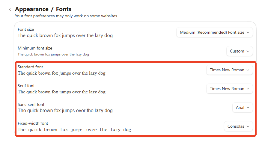 change web font type