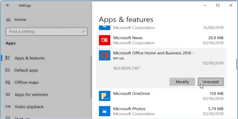 Microsoft Office über die Windows-Einstellungen entfernen