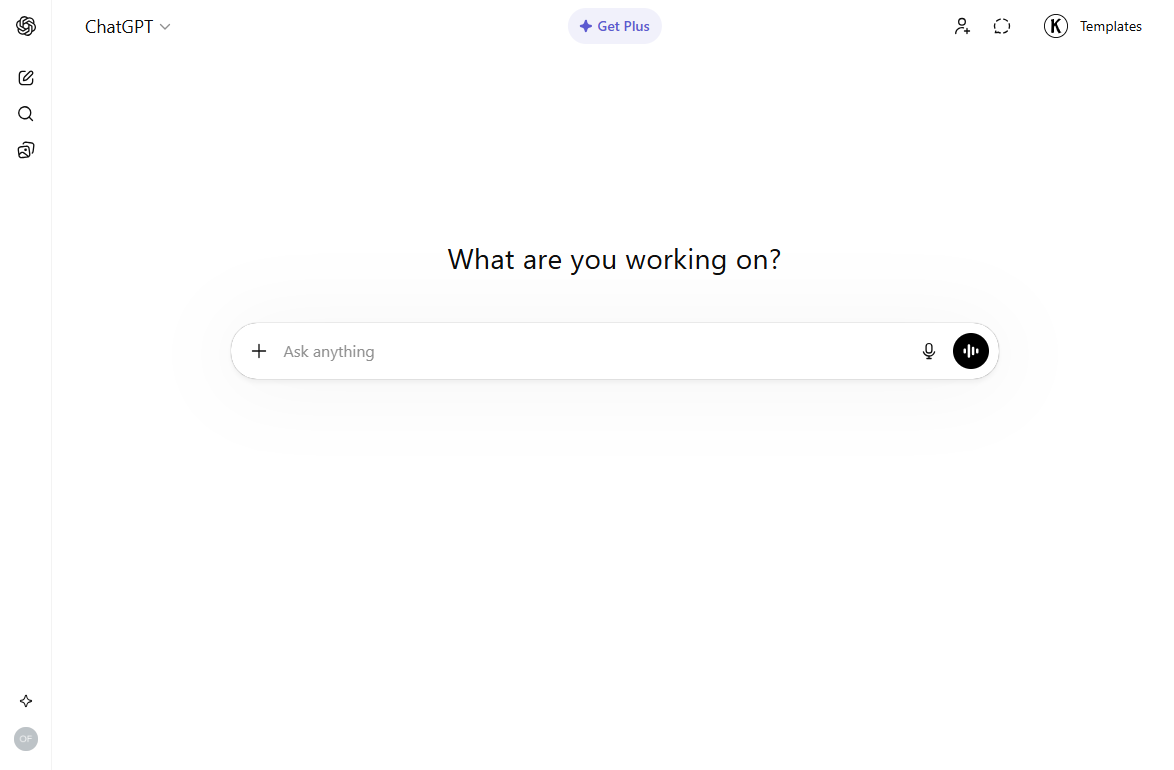 The main interface of ChatGPT