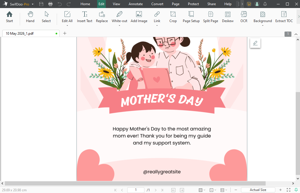 Create and edit a Mother’s Day card in SwifDoo PDF