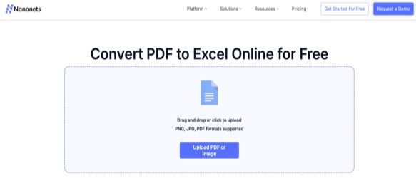 Convert PDF to Excel with Nanonets 1