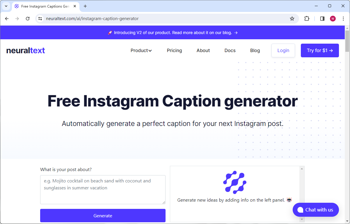 Neuraltext Instagram Caption Generator
