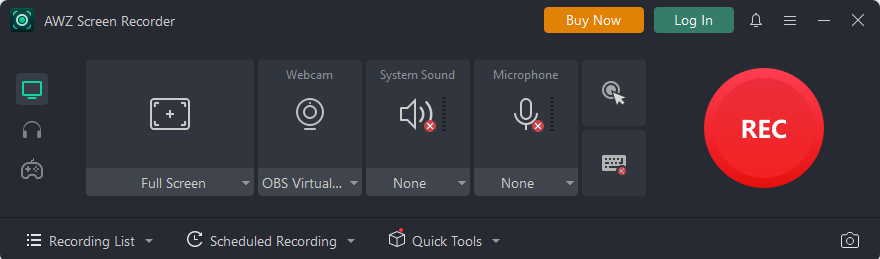 Interface of AWZ Screen Recorder