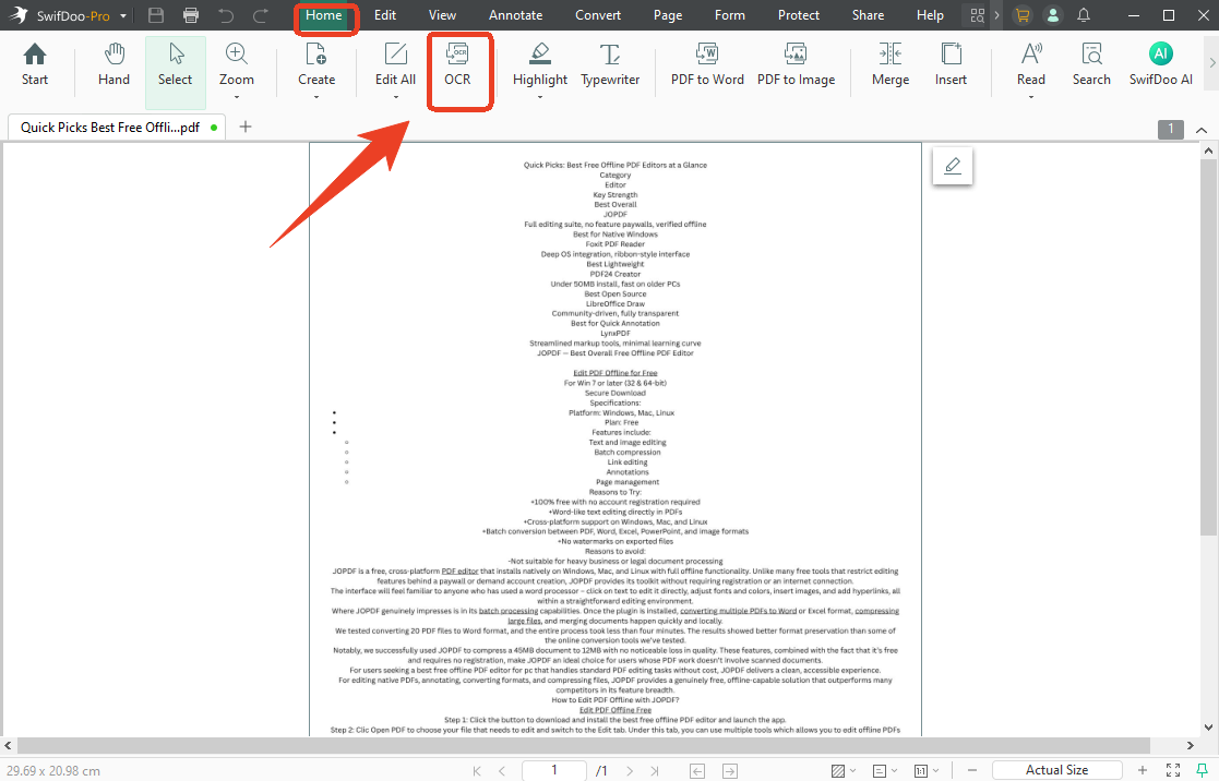 OCR with SwifDoo PDF